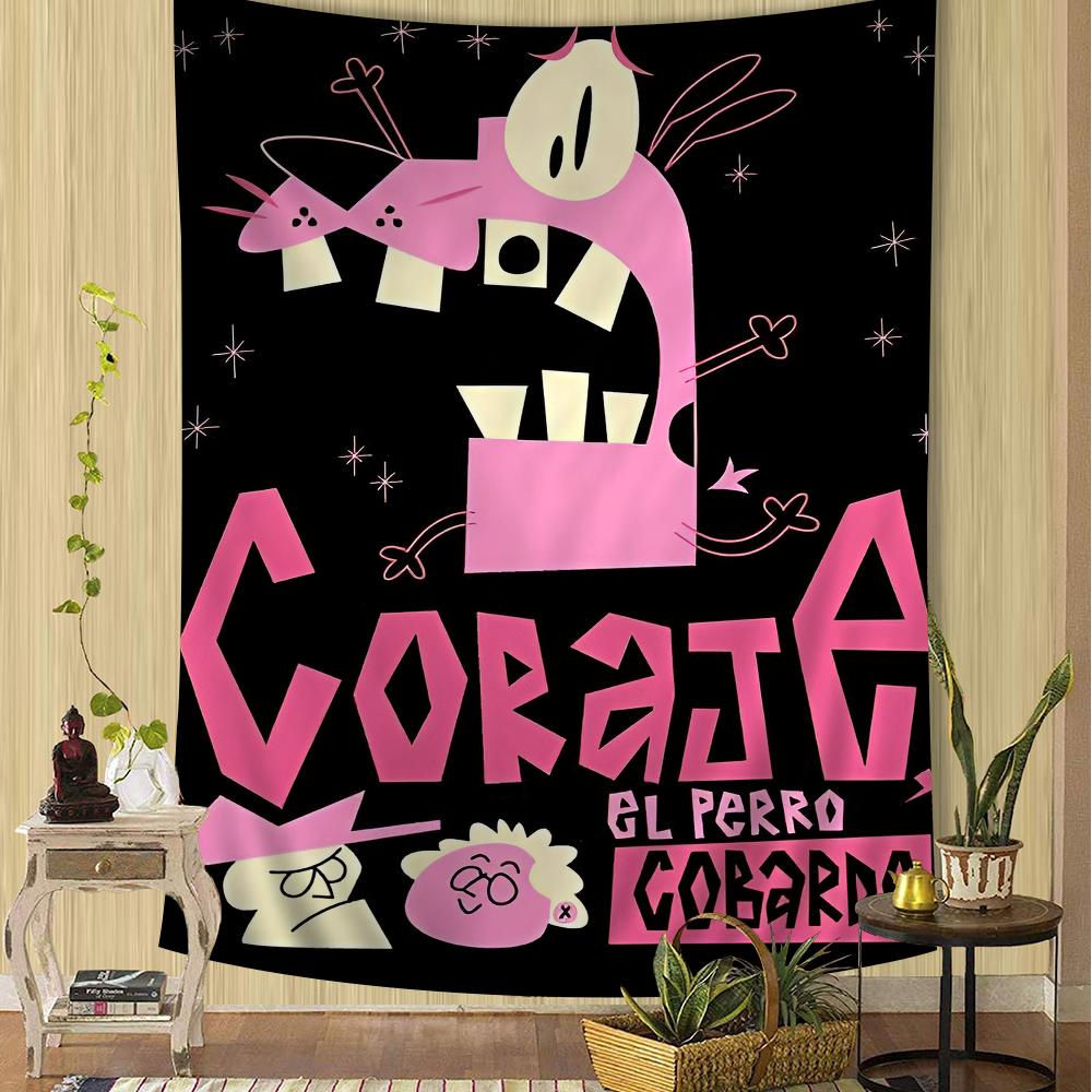 Courage The C-Cowardly D-Dog Colorful Tapestry Wall Hanging Cheap Hippie Bohemian Wall Tapestries Mandala Wall Hanging Sheets