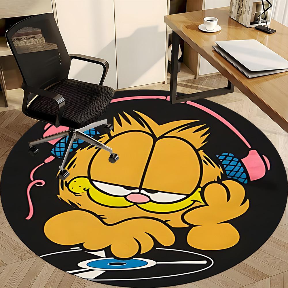 1pc Garfield DJ Office Round Area Rug,  Under Office Chairs Bedroom Living Room Home Decor A0926063