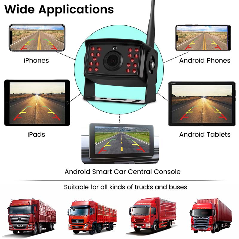 WiFi HD Wireless Night Vision Vehicle Backup Camera Bus Van Truck RV Car DVR Front Rear View Camera For IOS and Android Phone