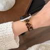 Luxury Leopard Print Resin Metal Strap For Apple Watch Ultra3 Band 49mm Slim Strap for iWatch Series 11 10 9 8 SE3 38/40/41/42/44/45/46 Woman Bracelet
