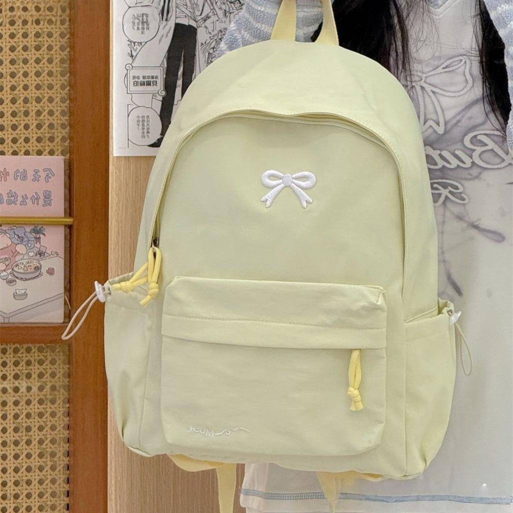Schoolbag Milk Girl Heart Bow Backpack Junior High School Student Large Capacity School Bag Female College Student Cute Versatile Backpack