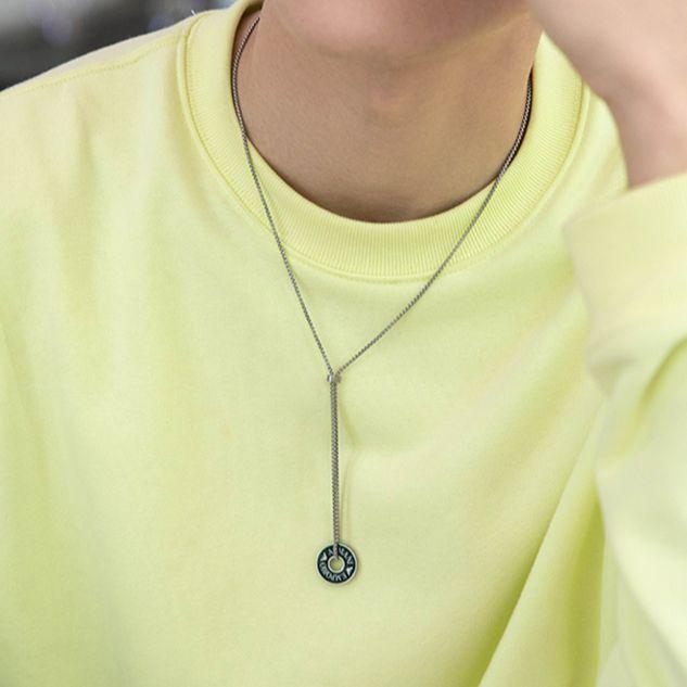 Emporio Armani Simple Peace Buckle Pendant Stainless Steel Necklace Men Necklace EGS2609040