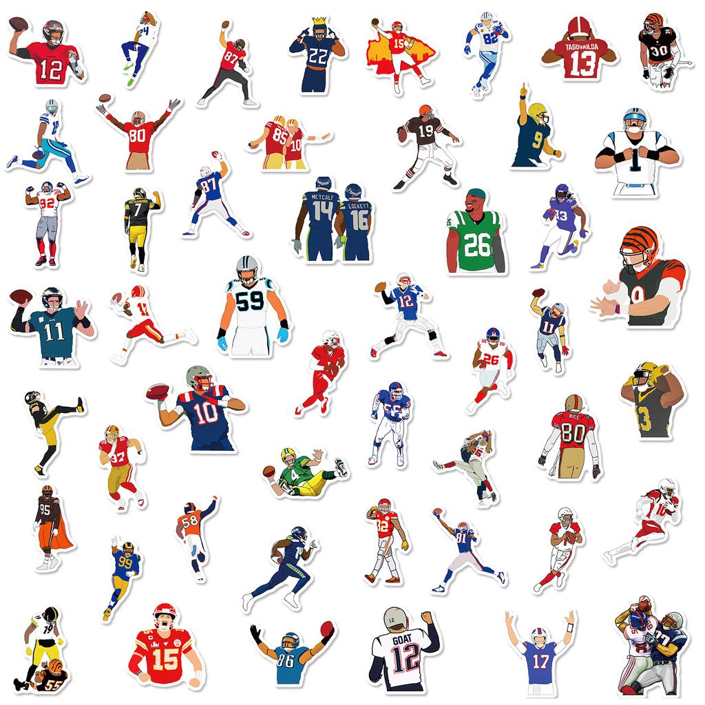 50 ks Rugby Classic Action Stickers Sportovní série Rugby Car Notebook Water Cup Stickers Velkoobchod