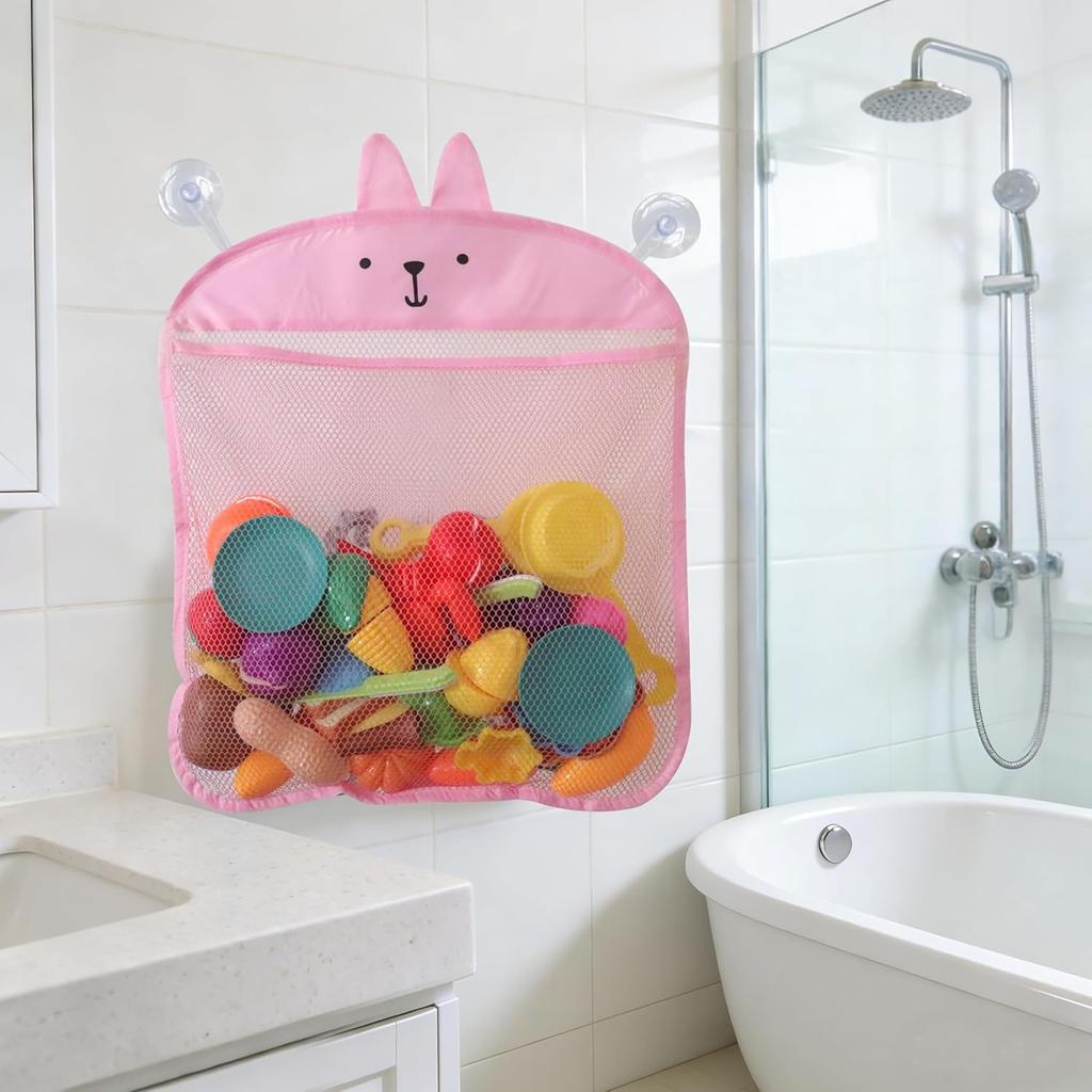 Animal Mesh Bath Toy Organizer with Suction Cups Bathtub Toy Holder Storage Basket Baby Multi-use Net Bags Bathroom Shower Caddy