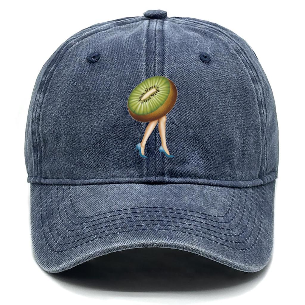 Kiwi Fruit High Heels Print Adjustable Sun Hat, Fruit Trucker Hat Headwear Unisex Simple Cotton Snapback Baseball Cap
