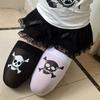 Women Gothic Skeleton Print Over Knee Socks Elastic Nylon Blend Thigh High Stockings For Halloween Event And Fall Outfit