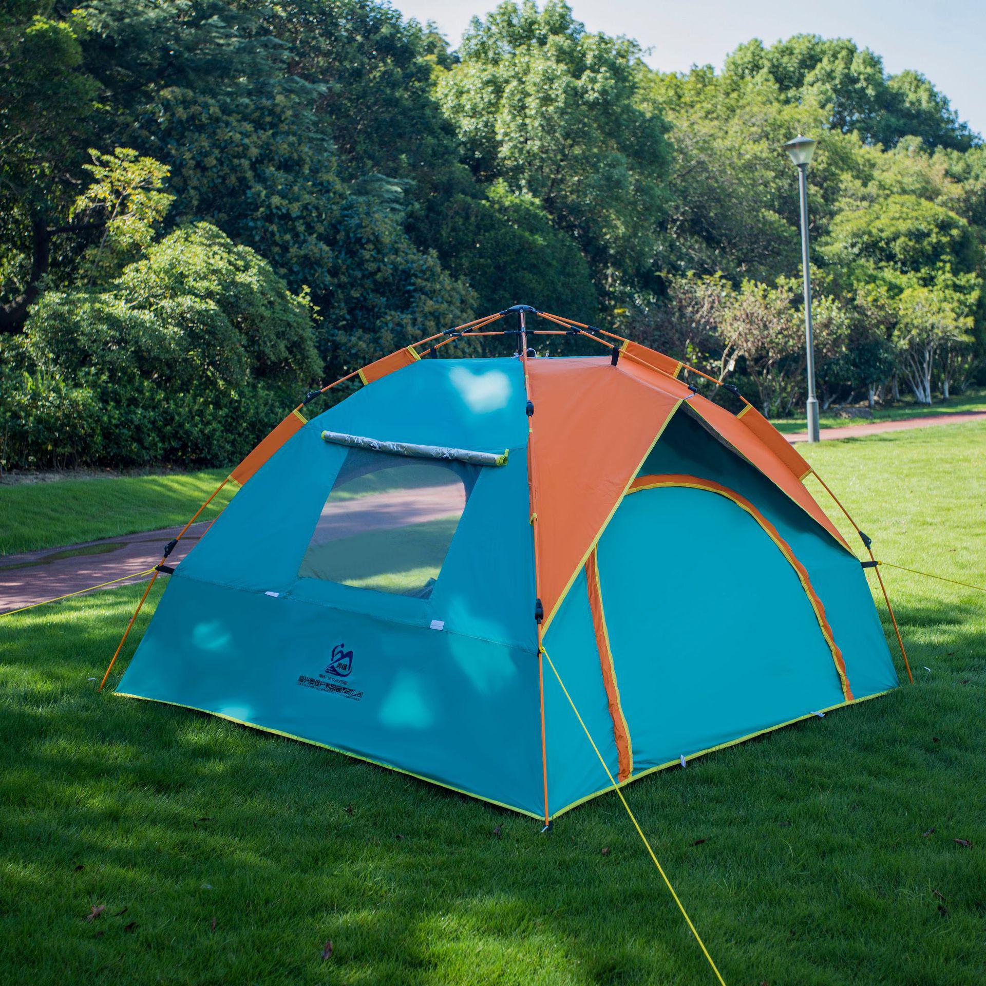 

Автоматическая походная палатка с двойным слоем ткани, двумя дверями и окнами, защитой от солнца, подходит для пляжа и парка. Large