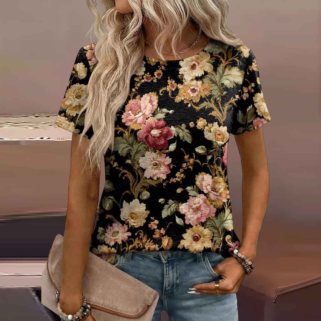 Women's Loose-Fit Fashionable Casual Printed T-Shirt
