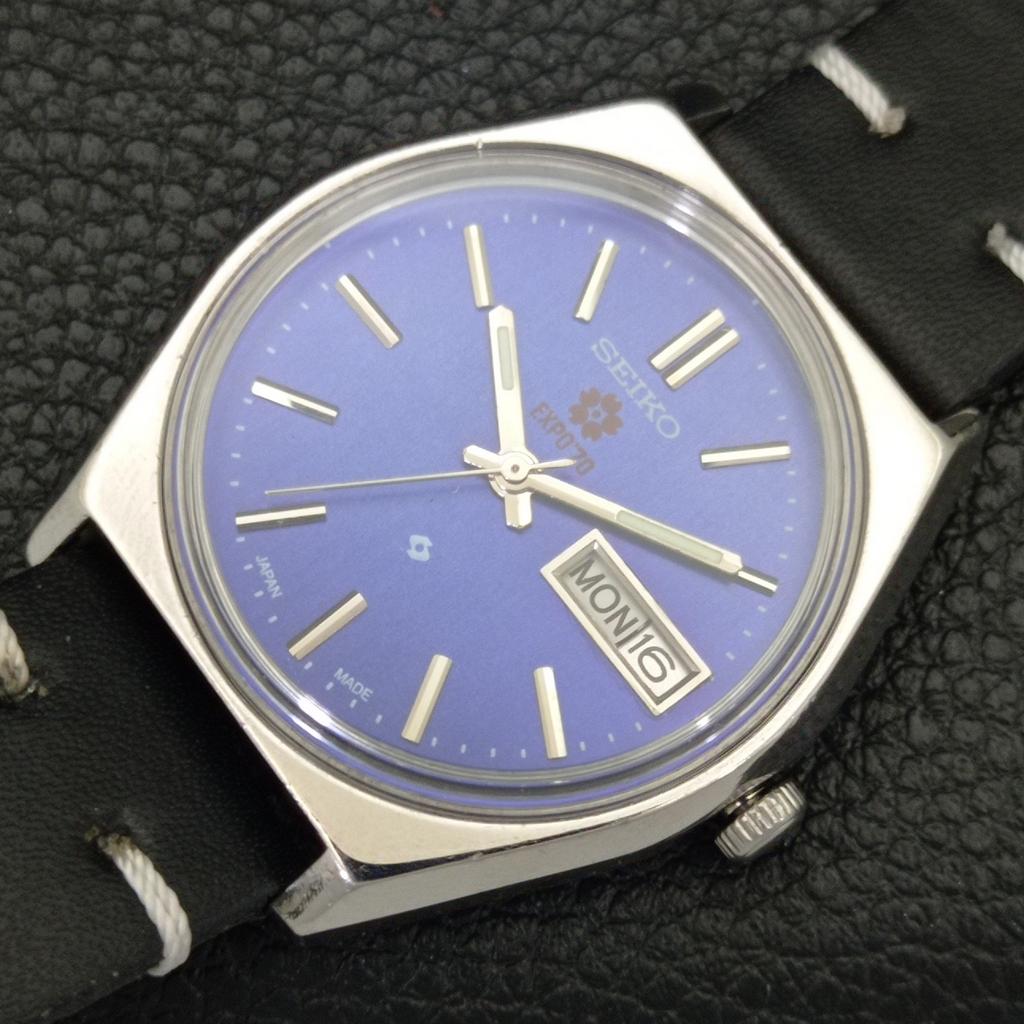Seiko EXPO 70 AUTOMATIC JAPAN 6349A MENS VINTAGE BLUE DIAL WATCH A701282-5 R206a-a701282