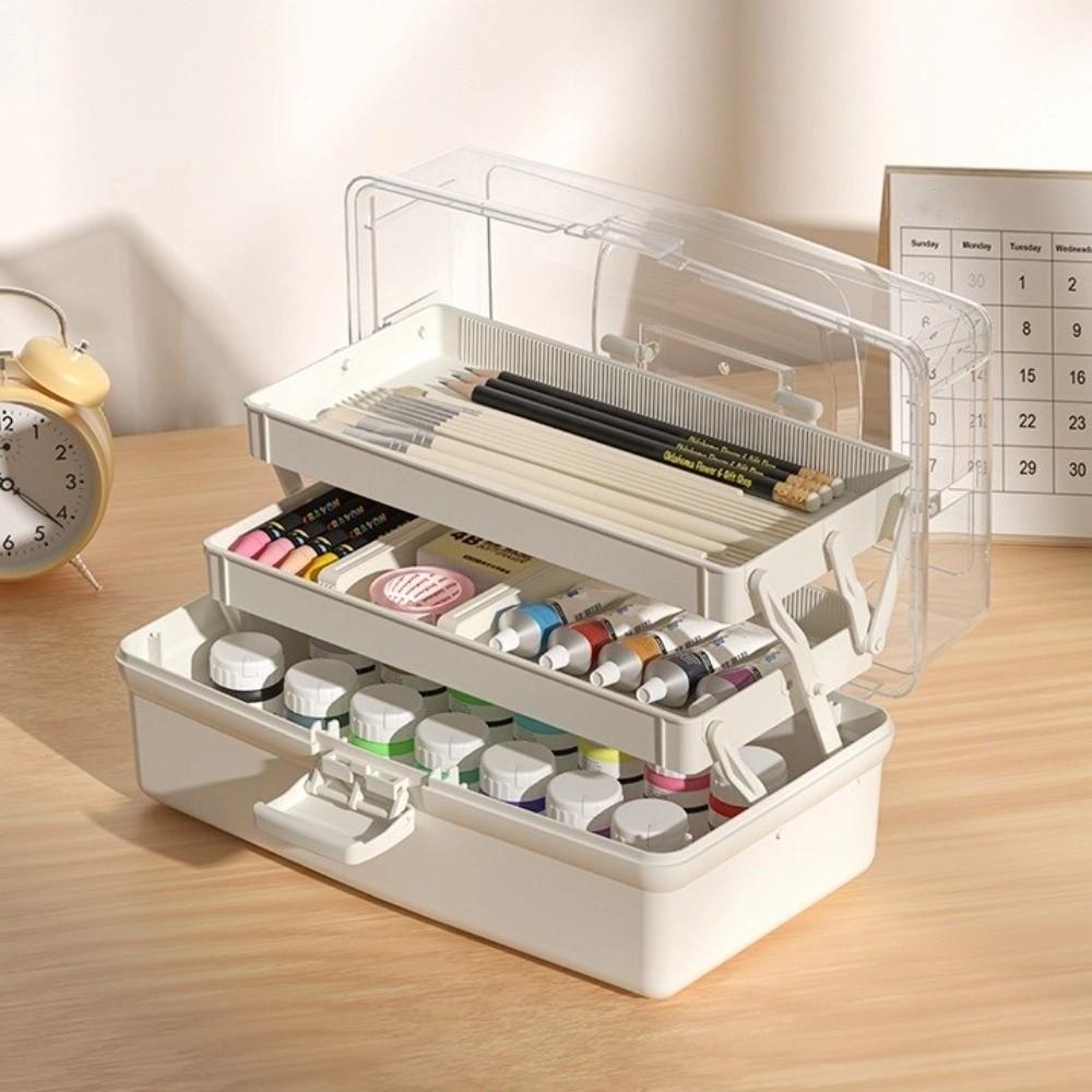 Plastic 3 Layer Storage Box Portable Tackle Box Durable Multipurpose Storage Box  Workspace Storage