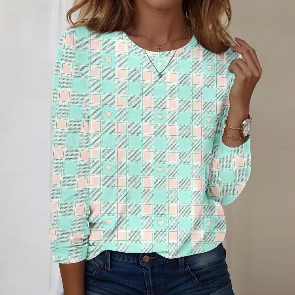 Women's Casual Long-sleeved Valentine's Day Printed Round Neck Top