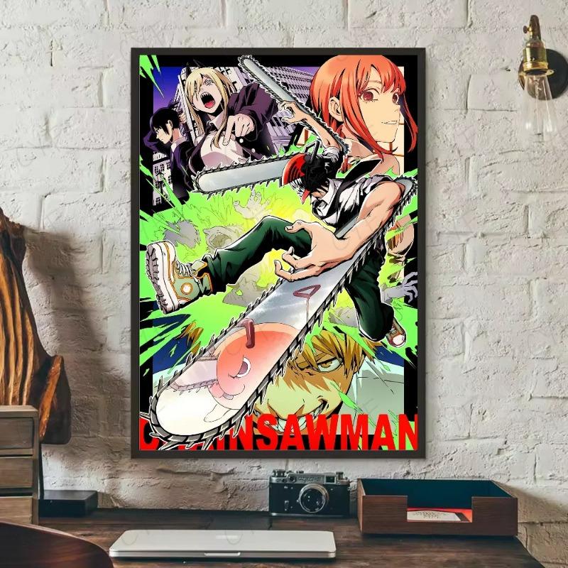 Chainsaw Man Anime Poster HD Art Sticky Wall Waterproof Home Living Room Bedroom Bar Aesthetic Decoration