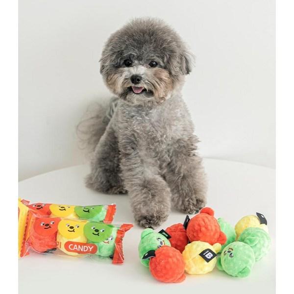 Ciao Me Cane Orso Palla di Caramella Giocattolo Squeak Set da 3 pezzi 5,5 x 5,5 cm, Rosso, Verde, Giallo, 1 set