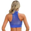 Womens Mock Neck Sleeveless Sheer Crop Top Glossy See Through Vest