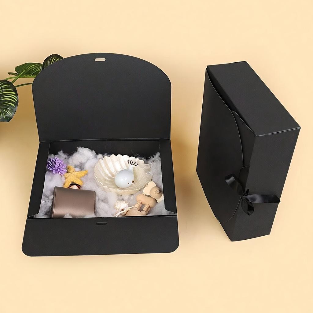 Black Covered Gift Box Party Gift Lafite Grass Decoration Box Groom's Proposal Box Birthday Gift Box Cupcake Box DIY Production