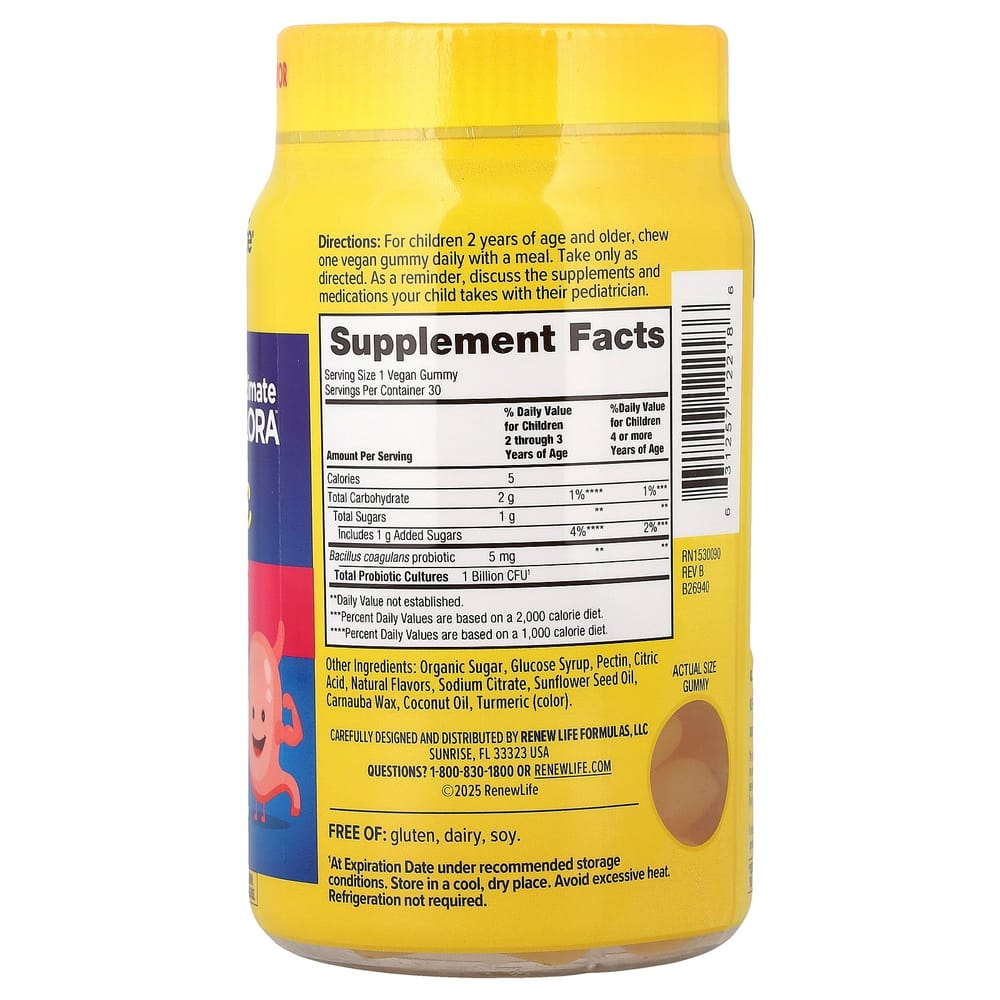 RenewLife Children's Tummy Gummy Probiotic Raspberry Gummies, 30 Count