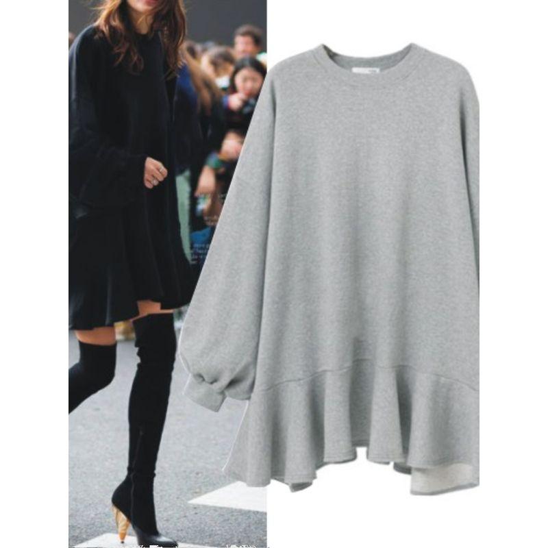 

Fashion Style Fall Winter Fashion plus Size Women s Clothing New Plus Size Ladies Batwing Sleeve Sweatshirt Dress Female Fashion Grey 4XL