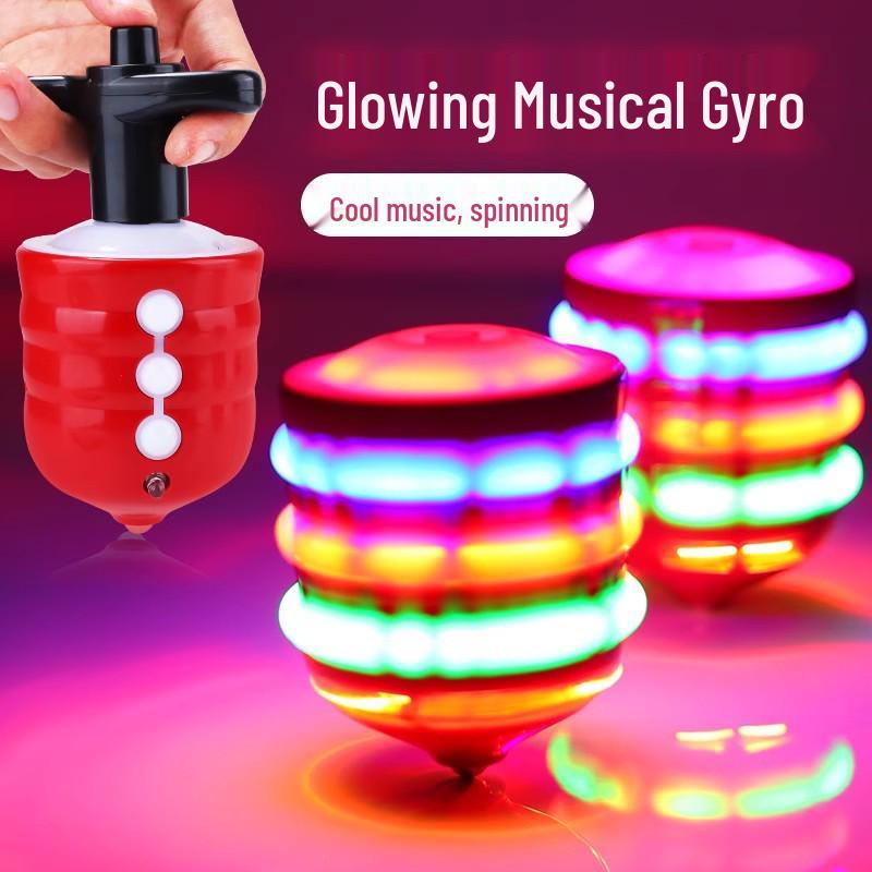 Children's Colorful Flashing Music Gyro - Rotating Luminous Spinning Top Toy for Boys & Girls