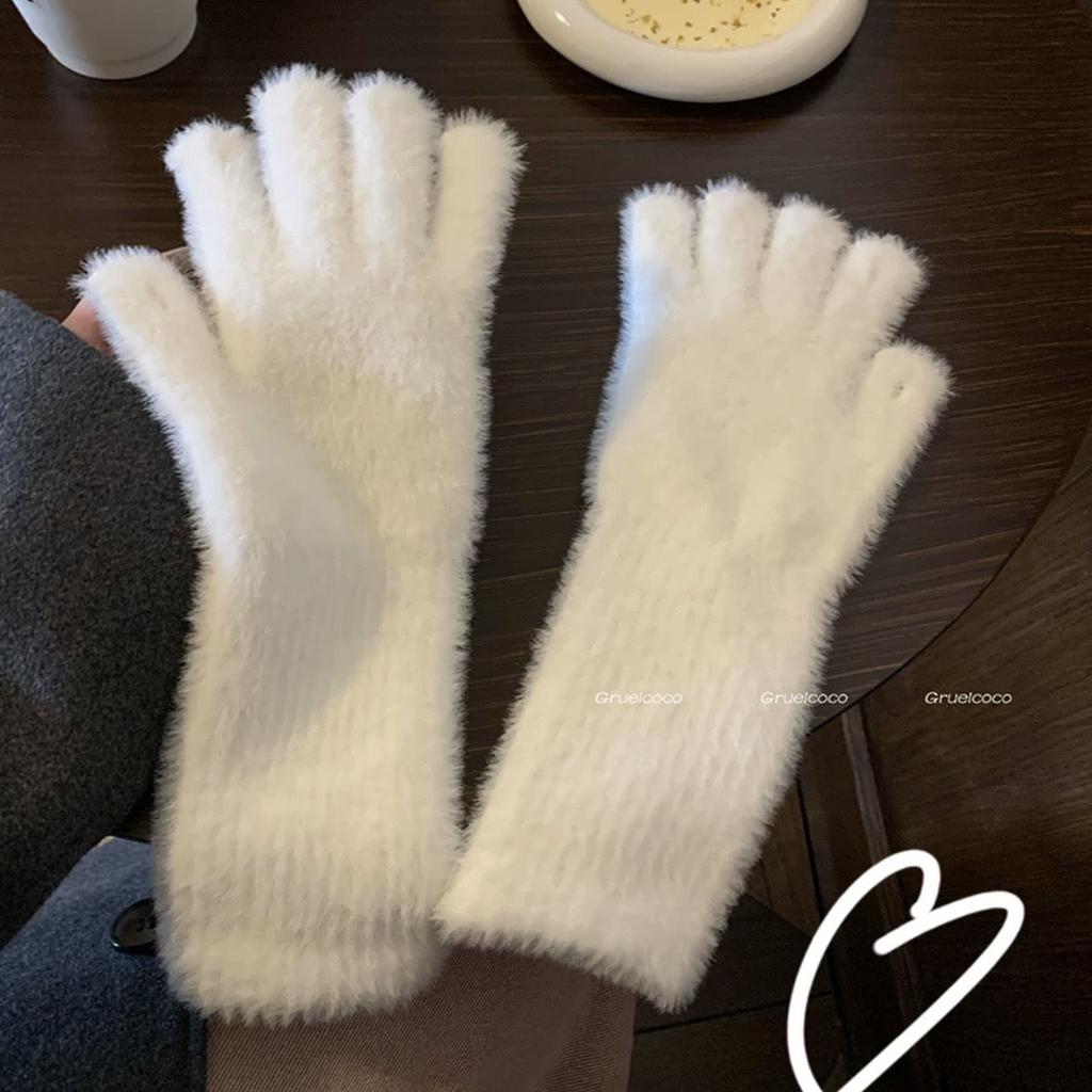 Winter Gloves Female Warm Dew Finger Touch Screen Play Mobile Phone Student Writing Cold Ride