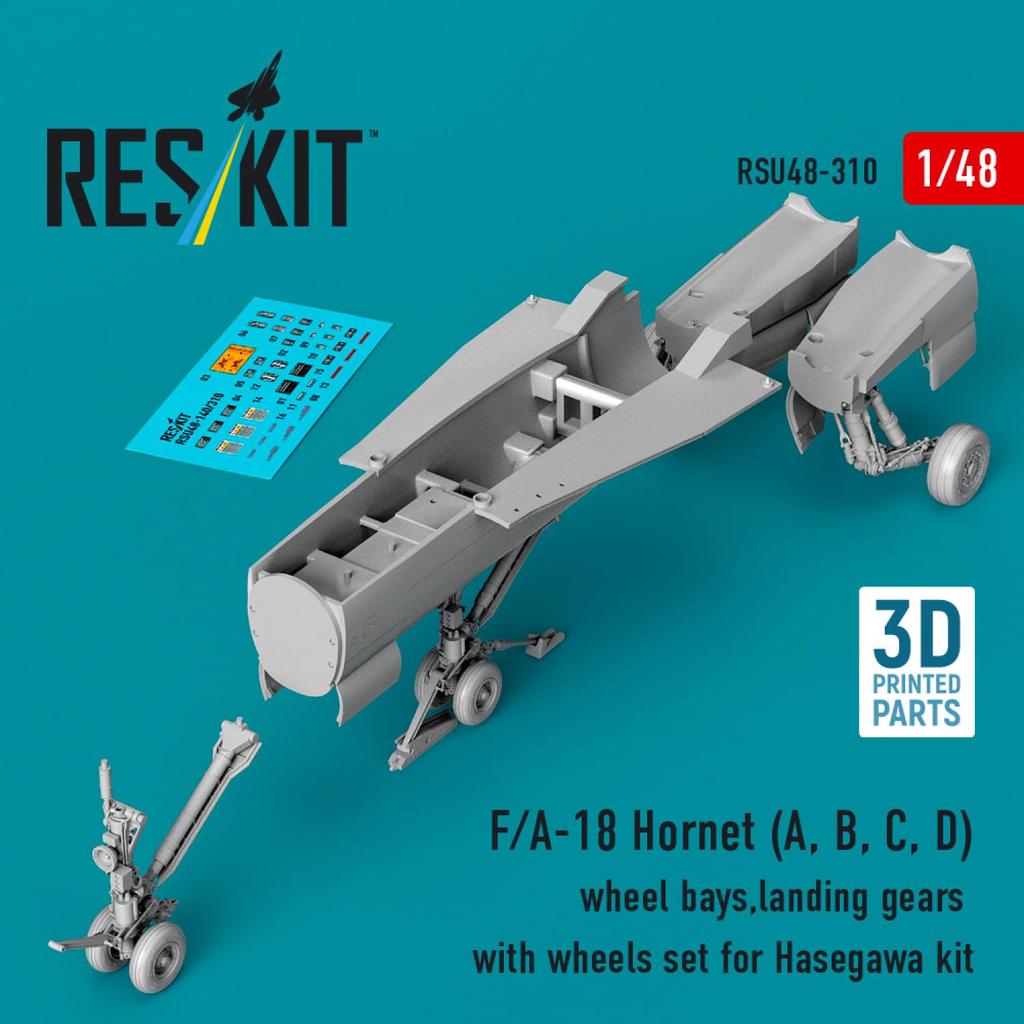 Reskit Hornet Landing Gear Landing Gear Hangar Set Plastic Model Parts 1/48 F/A-18A/B/C/D & (for Hasegawa) RSKU48-0310 (Airplane)