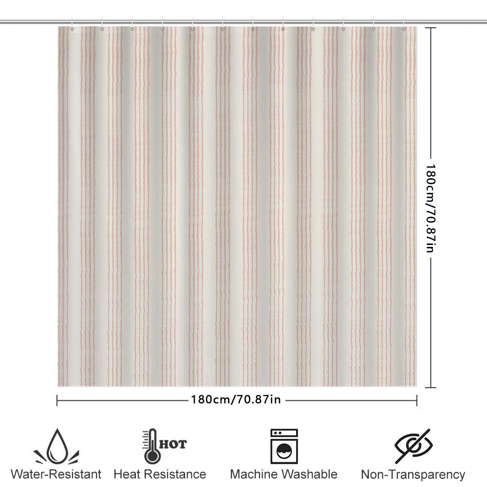 White Striped Bath Mat Waterproof Shower Curtain Home Decor Customizable Size Polyester Modern Bathroom Curtains