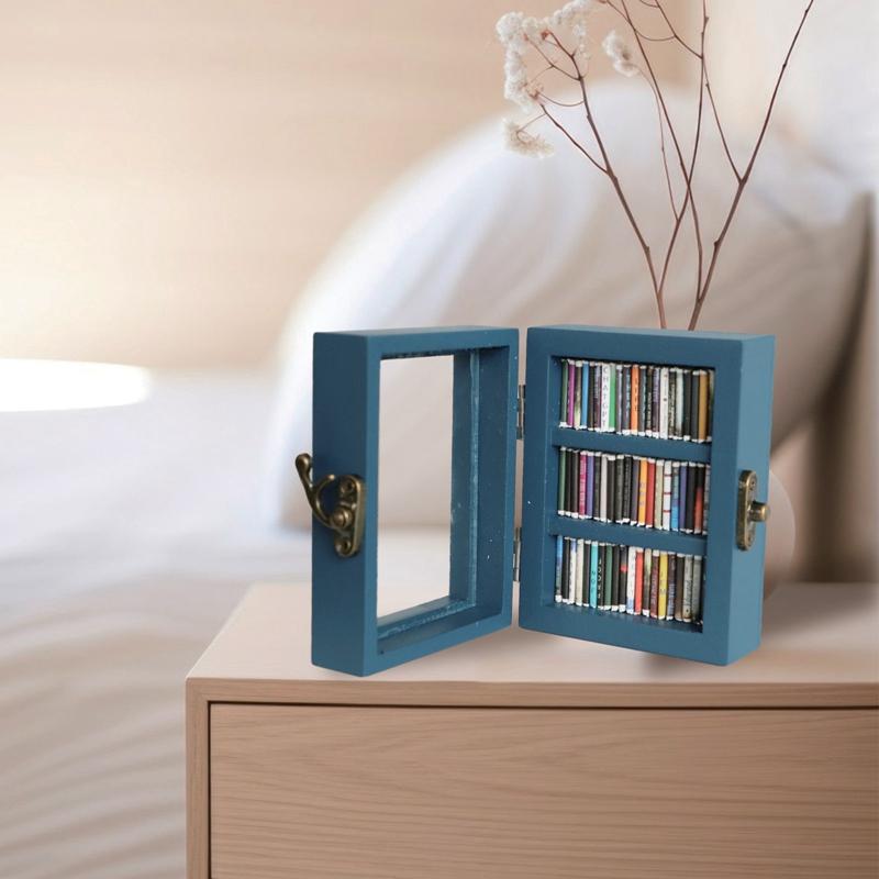 Creative Stress Reliever Miniature Display Bookshelf Ornament with 60 pcs Mini Books Shake Away Your Anxiety