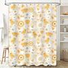 Adorable Birds Sunflower Shower Curtain Waterproof Fabric Bathroom Decor Luxury White Yellow Pattern T120835W146
