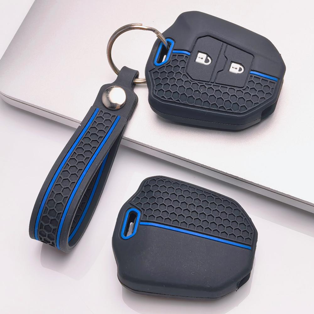 Honeycomb Car Key Cover for Isuzu D Max Mu-x V-Cross Bison Trooper with Keychain Honeycomb Texture Shockproof Car Remote Key Sleeve