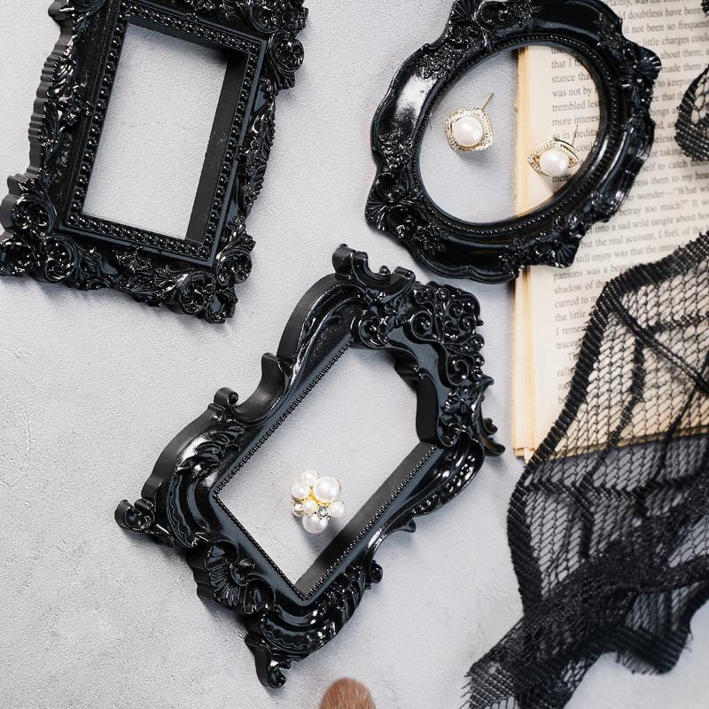 1Pcs European-Style Resin Material Black-Edged Prop Photo Frame, Diy Wall Decoration, Suitable For Shooting Props