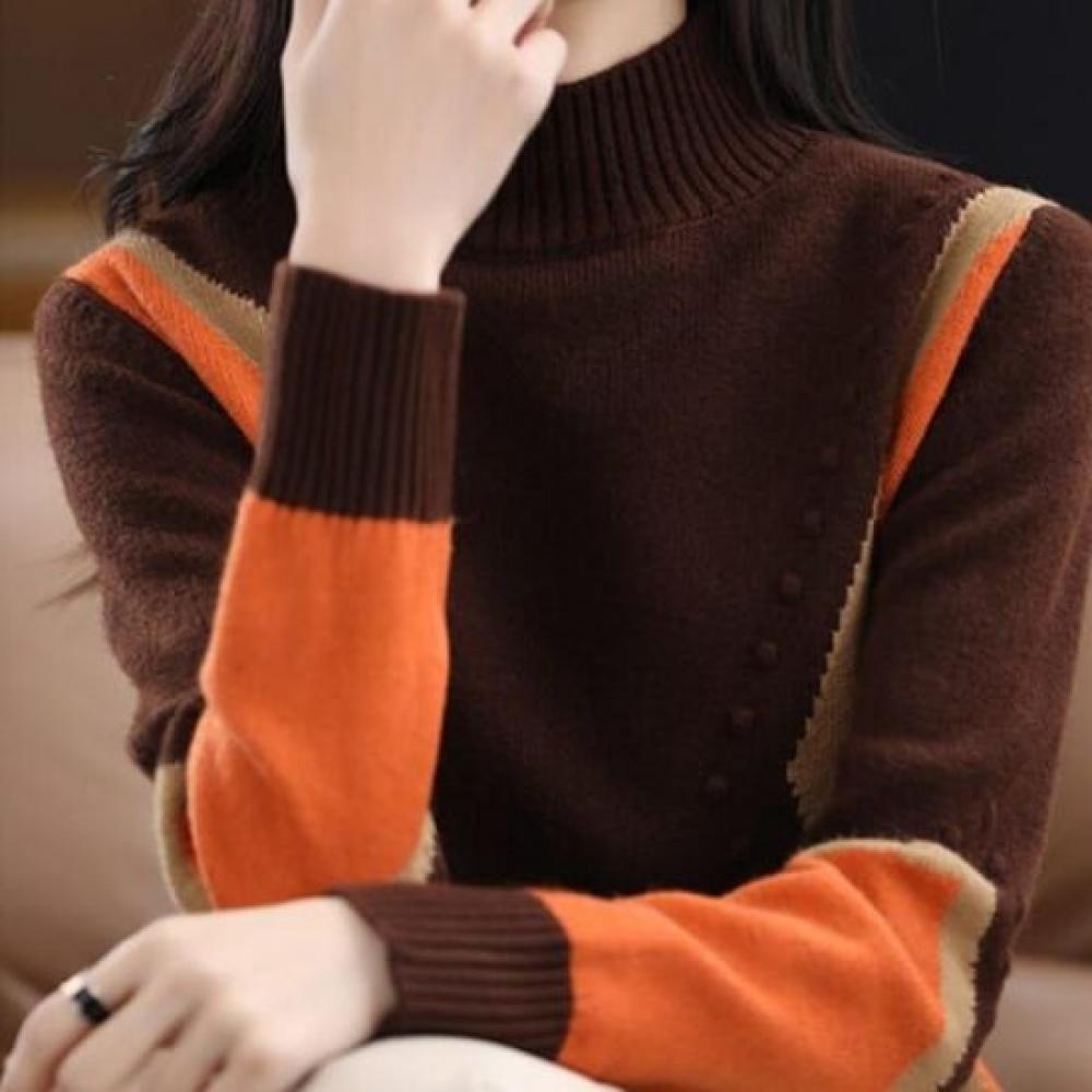 Navava Men VinTage Color DeTail KniT T shirT High Neck Long Sleeve Nk2545