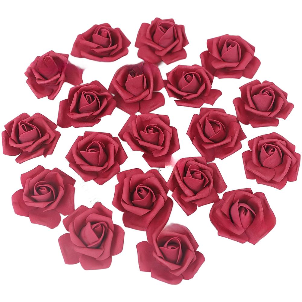 20 Pcs 7cm Foam Rose Head Artificial Flowers For Wedding Party Home Decor DIY Crafts Simulated Rose Accessories