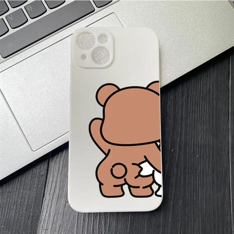 Cartoon Cute Bunny Bear Paired Couple Phone Case For IPhone 13 11 12 15 16 Pro Max Mini X XS XR 14 Plus Lovers Cover Funda Shell