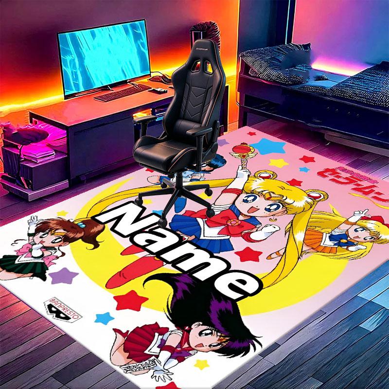 Covor Personalizat cu Nume și Imprimeu Sailor Moon, Covor Versatil pentru Decor Acasă, pentru Cameră de Joacă, Apartament, Balcon, Hol de Intrare, Hol Cadou