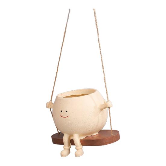 Smiling Face Planter Pot Resin Flower Pot with Four Limbs Fun Irregular Shape