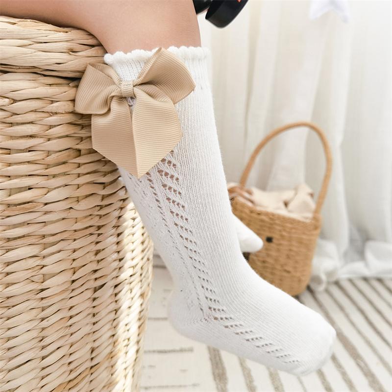 0-7T Summer Mesh Children Girls Socks Cotton Bow Solid Girl For Baby Sock Fashion Princess Clothes Accessories 2023 New
