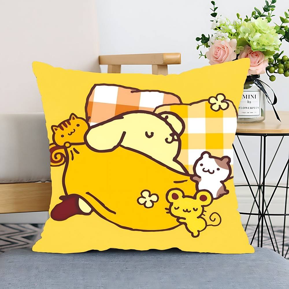 S-Sario P-Pompompurin Pillow Case Cushion Cover Polyester Pillowcase Decorative Sofa Cushion Pillowcase Home Decor