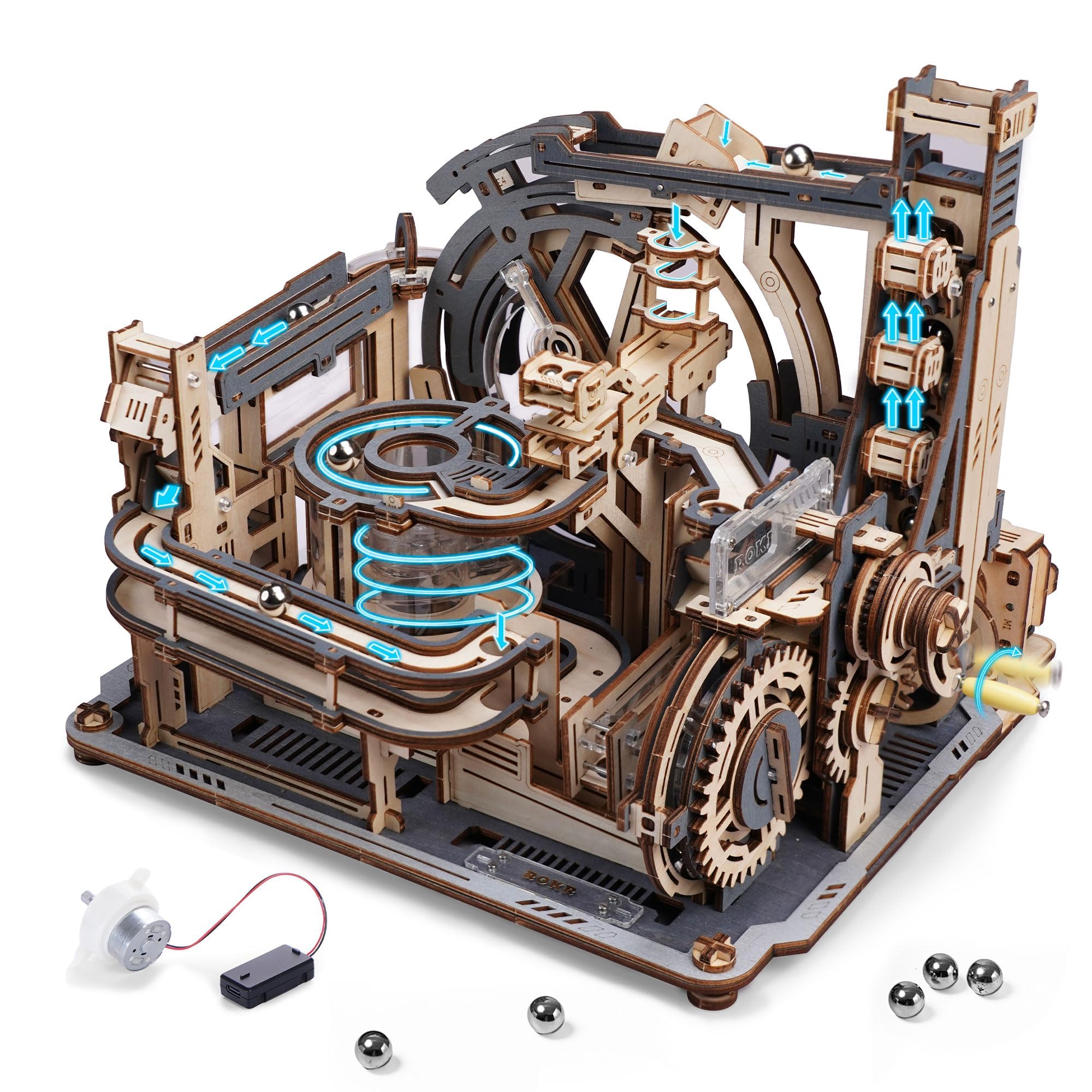 

ROBOTIME 3D Wooden Electric Model Coaster with and Roller Coaster Design for Craft Brain and Educational Toy for Adults and Kids Ages DIY Decorative
