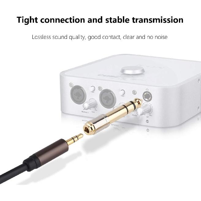 PASOW 1/4'' Male to 1/8'' Female Stereo Headphone Adapter 6.35mm to 3.5mm Audio Adapter Pure Copper for Headphone, Amplifier, Guitar, 2 Pack