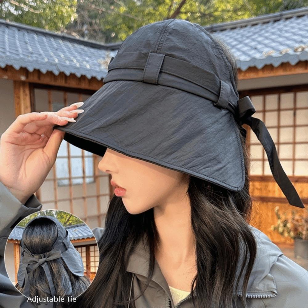 

Lightweight Large-brim Bucket Hat Bow Sun-protection Hat New Sunshade Fisherman Hat Gardening чорний