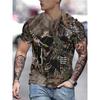 Camiseta Informal de Manga Corta con Cuello Redondo para Hombre, Estampado de Color 3D, Informal