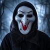 Soft Plastic Horror Masque Halloween Ghost Full Face Masque, Screaming with Realistic Fanged Skull Prop Hood, Scary Costume Accessory for Cosplay