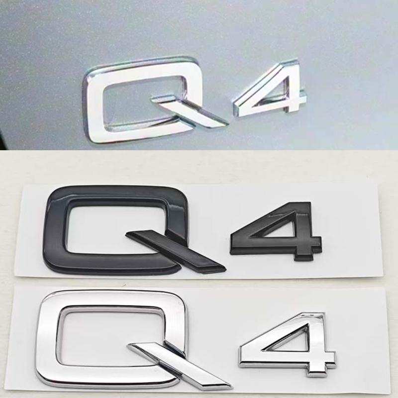 NEW 3D ABS Car Letters Logo Q4 e-tron Badge Rear Trunk Fender Side Emblem For Audi Q4 e-tron Q6 Auto Tail Marking Accessories