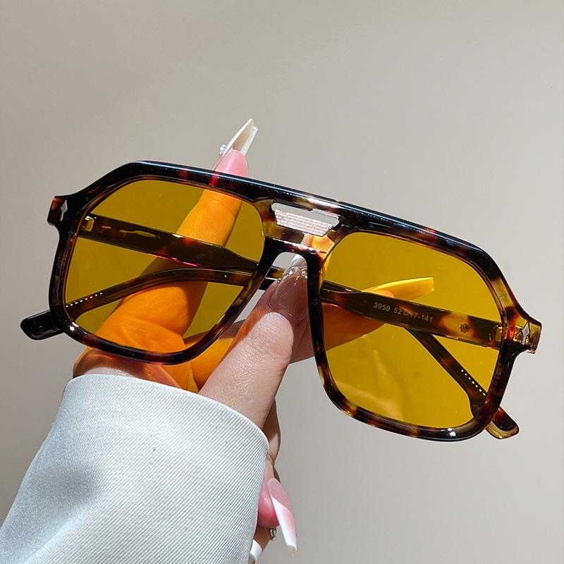 Trendy Street Photography Retro Sunscreen Uv Protection Sunshade Glasses Fashionable Large Frame Rice Nails Double Beam Sunglasses Men