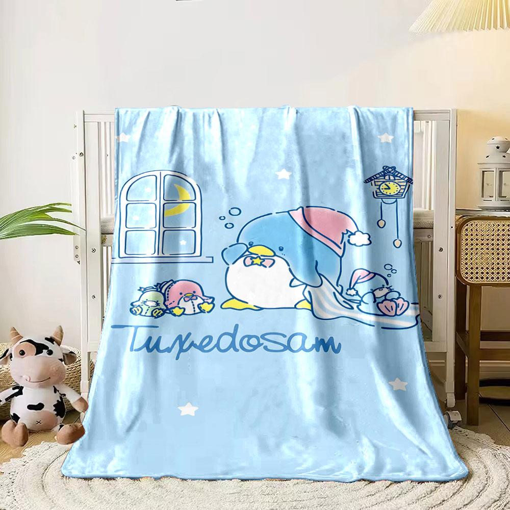 

Cartoon penguins with nighttime elements and a blue-themed design. for all seasons blanket lunch break throw gift 80cm x 120cm