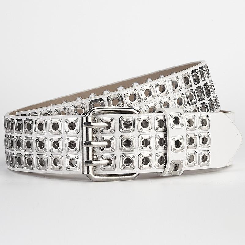 

1PC Alloy Pin Buckle Punk Style Rivet Belt Jeans Belt All-match Unisex Gothic Waist Strap Belt Accessories Plus Size білий