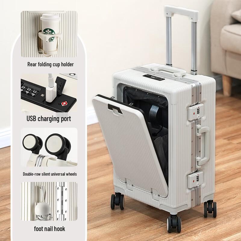Front-Opening Aluminum Frame Luggage 24 inch