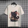 Men's T-Shirt  Japanese Style Cat Graphic 3d Print Women Clothing Fashion Casual Short Sleeve Oversized T Shirt Harajuku Tops