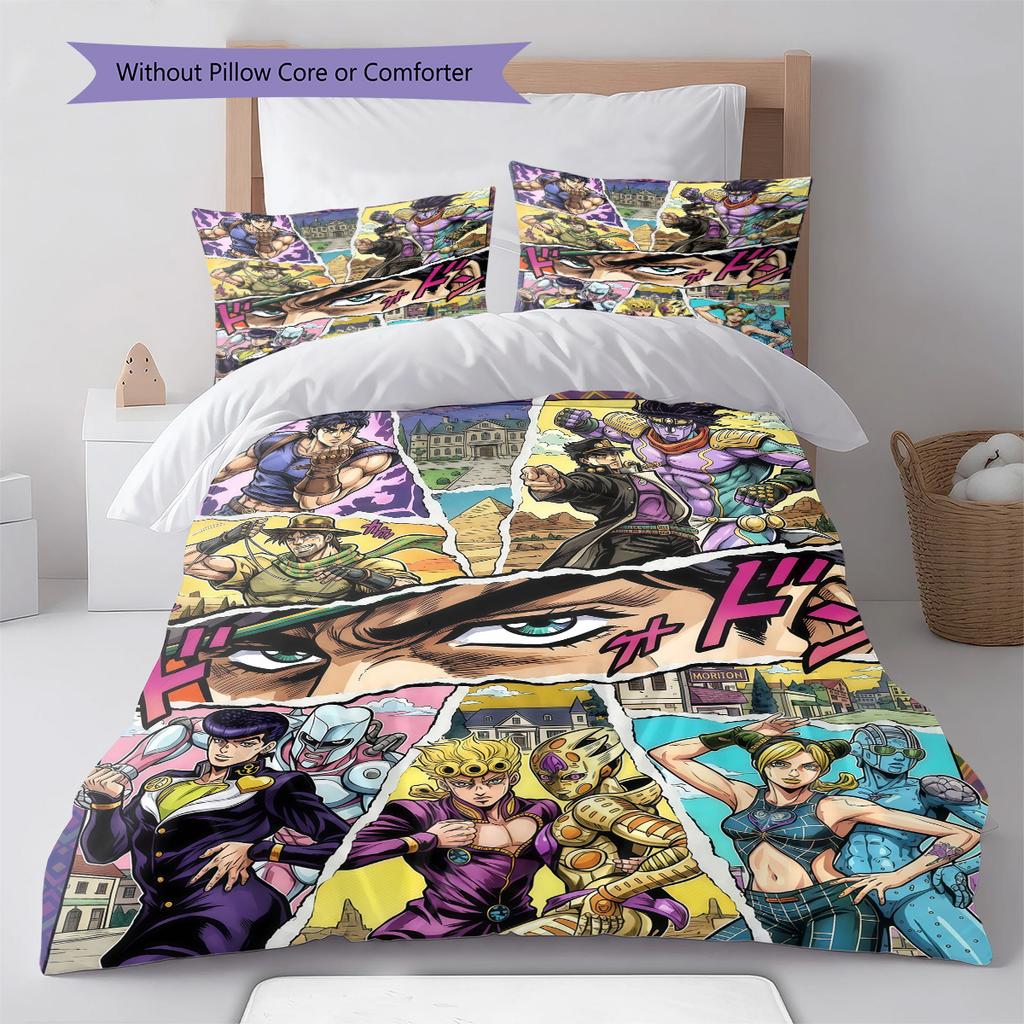 JoJo's Bizarre Adventure Bettwäsche-Set Bettbezug Weiche Steppdeckenhülle Deckenbezug Schlafzimmer Heimdekoration Anime-Stil -QJY