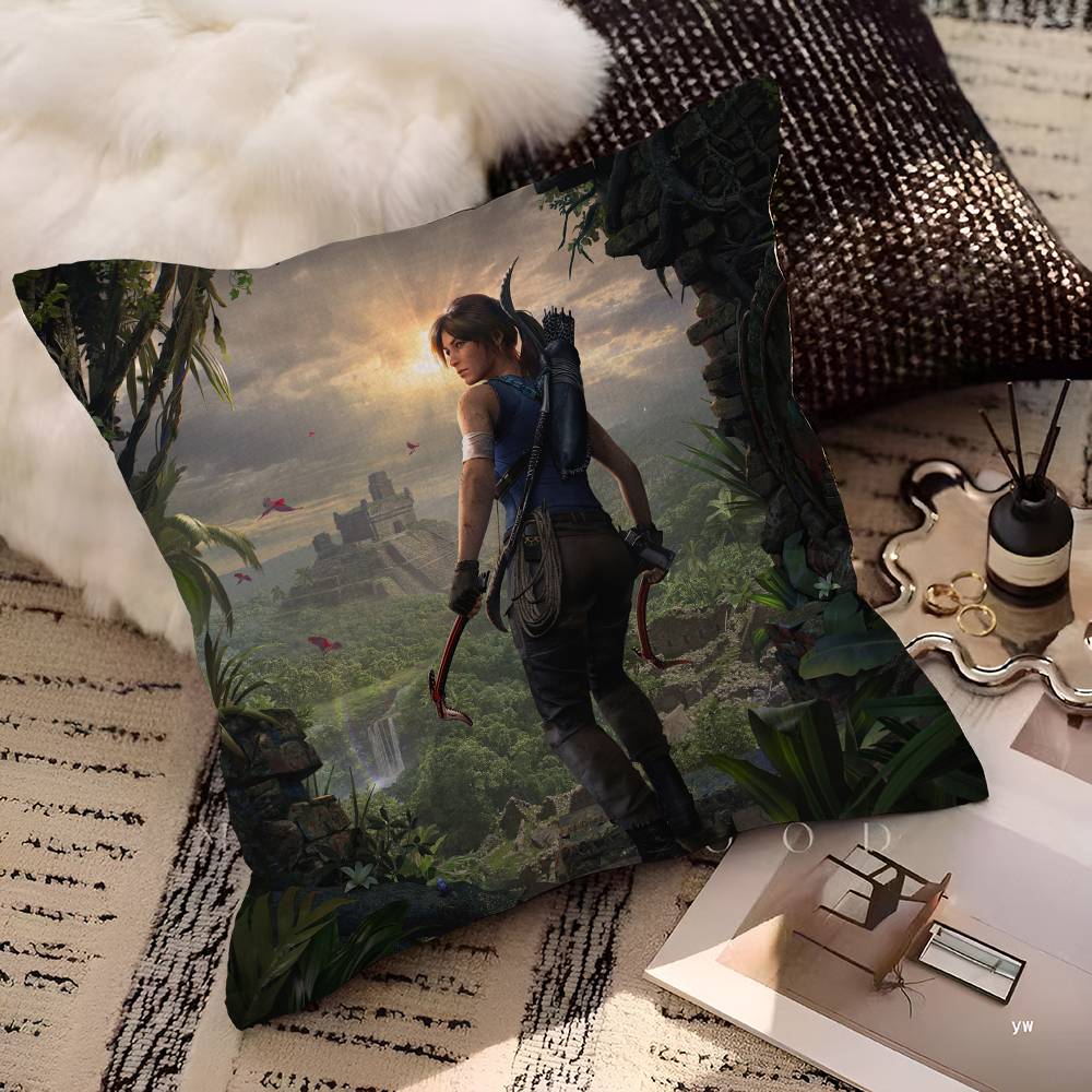 Lara Croft Tomb Raider Immagine Personalizzata Testo Cuscini Decorativi per la Casa Regali per la Casa 45x45cm