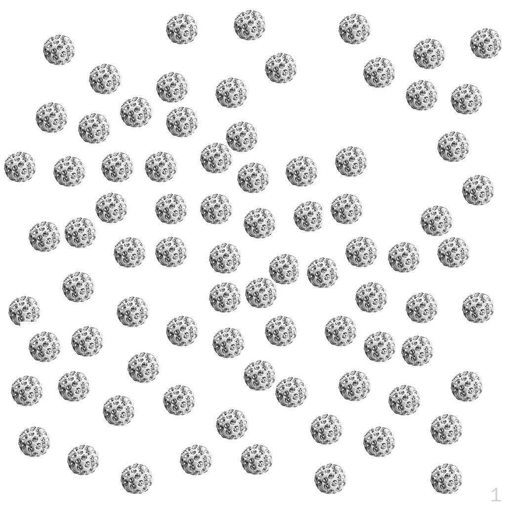 100 Rhinestone Spacer Beads Polymer Round Charm Supplies For Jewelry Making